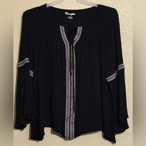 Wrangler Women's Black Embroidered Blouse - Picture 1 of 3